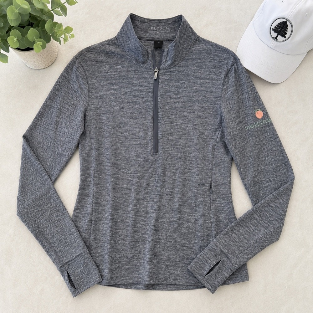 Greyson Gray Quarter Zip Pullover Firestone Golf Athletic Top Thumbholes M